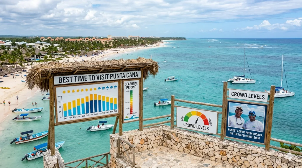 Yacht on turquoise water in Punta Cana
