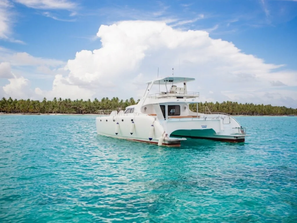 Private yacht anchored at Saona Island, Dominican Republic